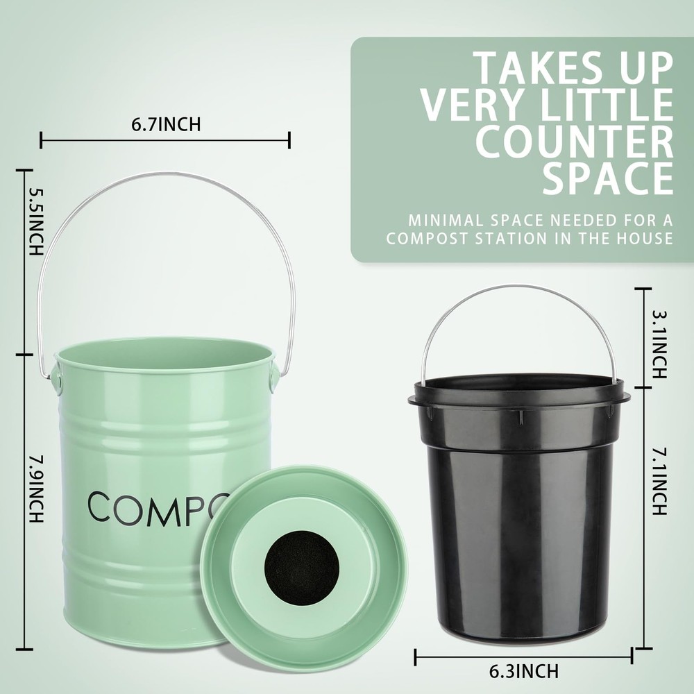 Best Vipush Compost Bin Kitchen Countertop Composter with lid Small ContainerI