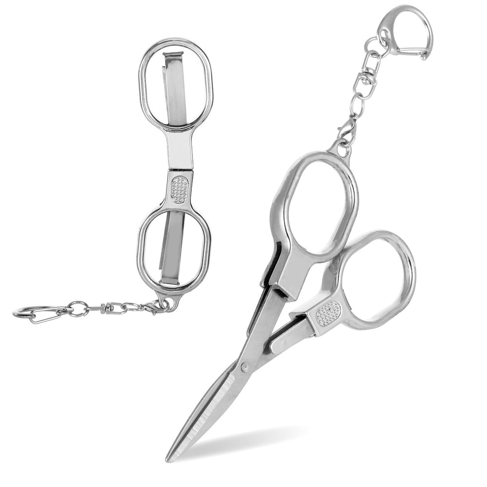 2 Pcs Folding Scissors Travel, Foldable Tiny Travel Scissors Badge Keychain P...
