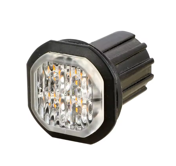 ROUND BUTTON LOW PROFILE FLUSH FIT AMBER LED STROBE EMERGENCY WARNING LIGHT