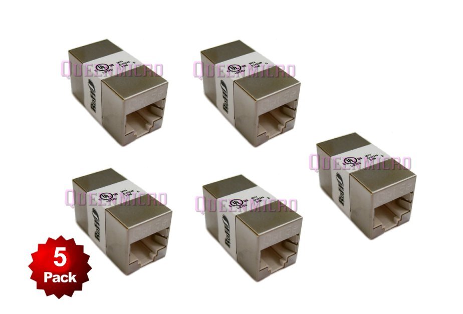 5 Pcs CAT5e Shielded Ethernet RJ45 InLine Joiner Cable Adapter Extender Coupler