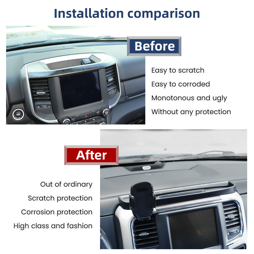 For Dodge Ram 1500 2012-17 Center Console Storage Box Mobile Phone Bracket Mount