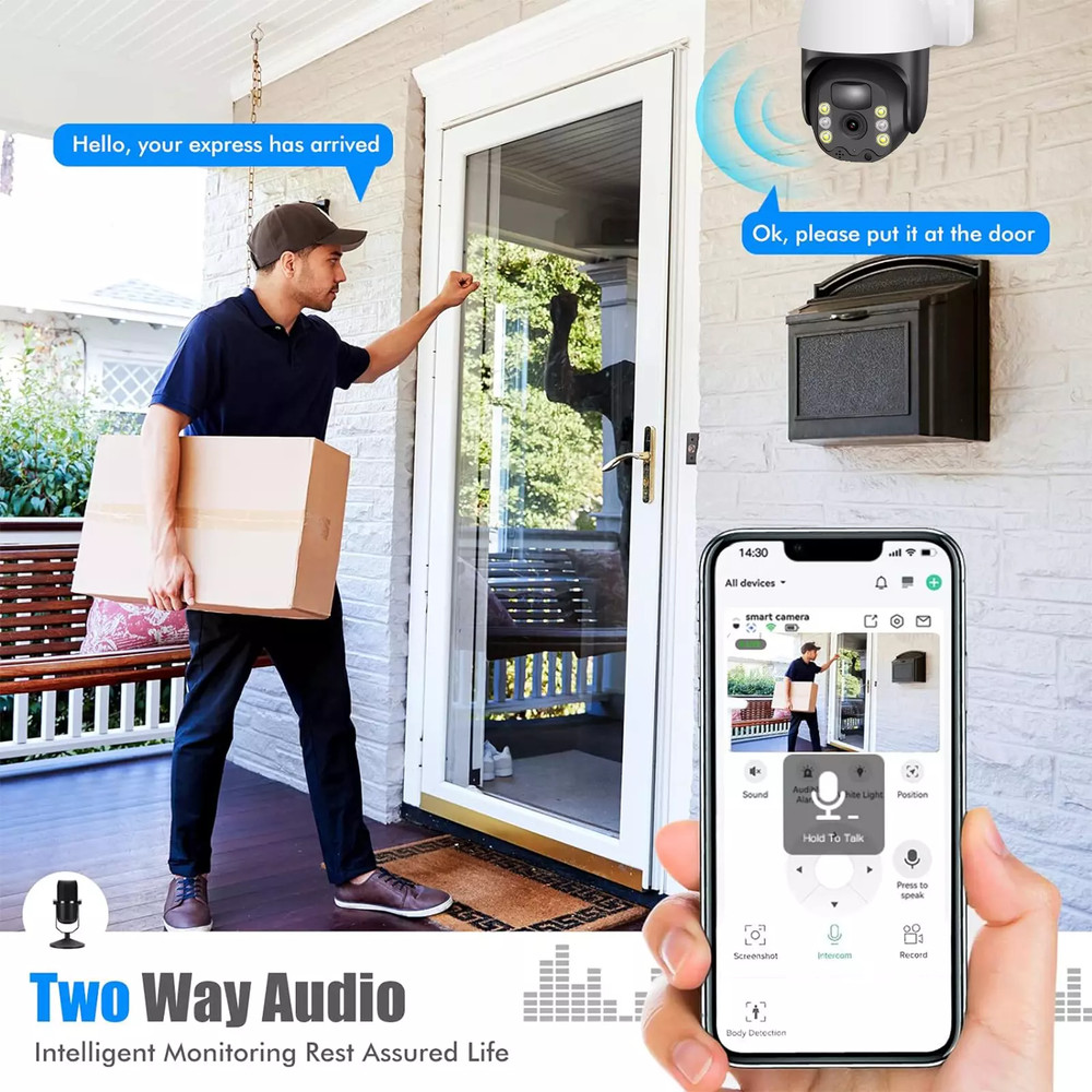 Solar Battery Powered Wireless WiFi Outdoor Pan/Tilt Home Security Camera System