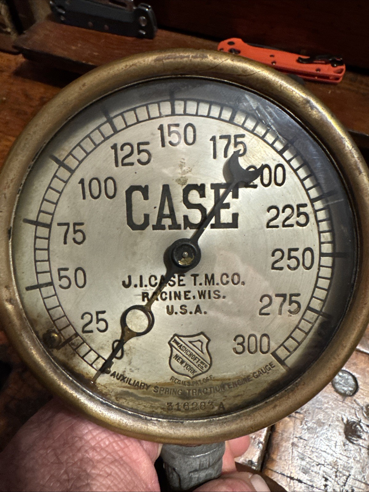 ANTIQUE J.I. CASE STEAM Gauge Farm /Steam Engine RACINE WISCONSIN TRACTOR