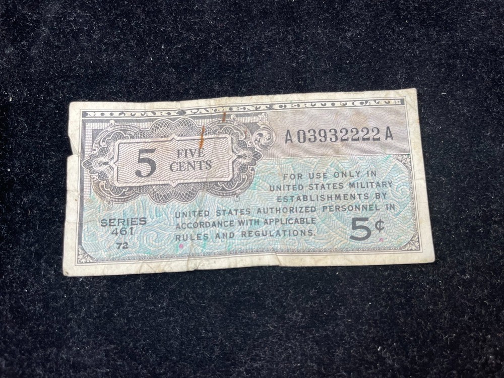 Early US Military Payment Certificate Cool Serials No.