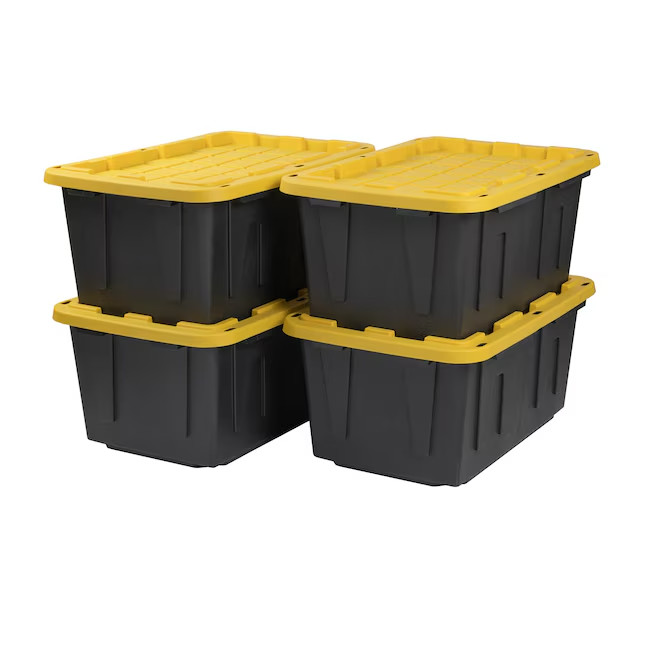 Project Source Commander 27-Gal Stackable Storage Tote, 4-Pack