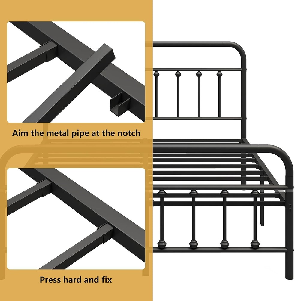 Metal Bed Frame,Full Size Bed Frame W/ Headboard,Structurally Stable Heavy Duty