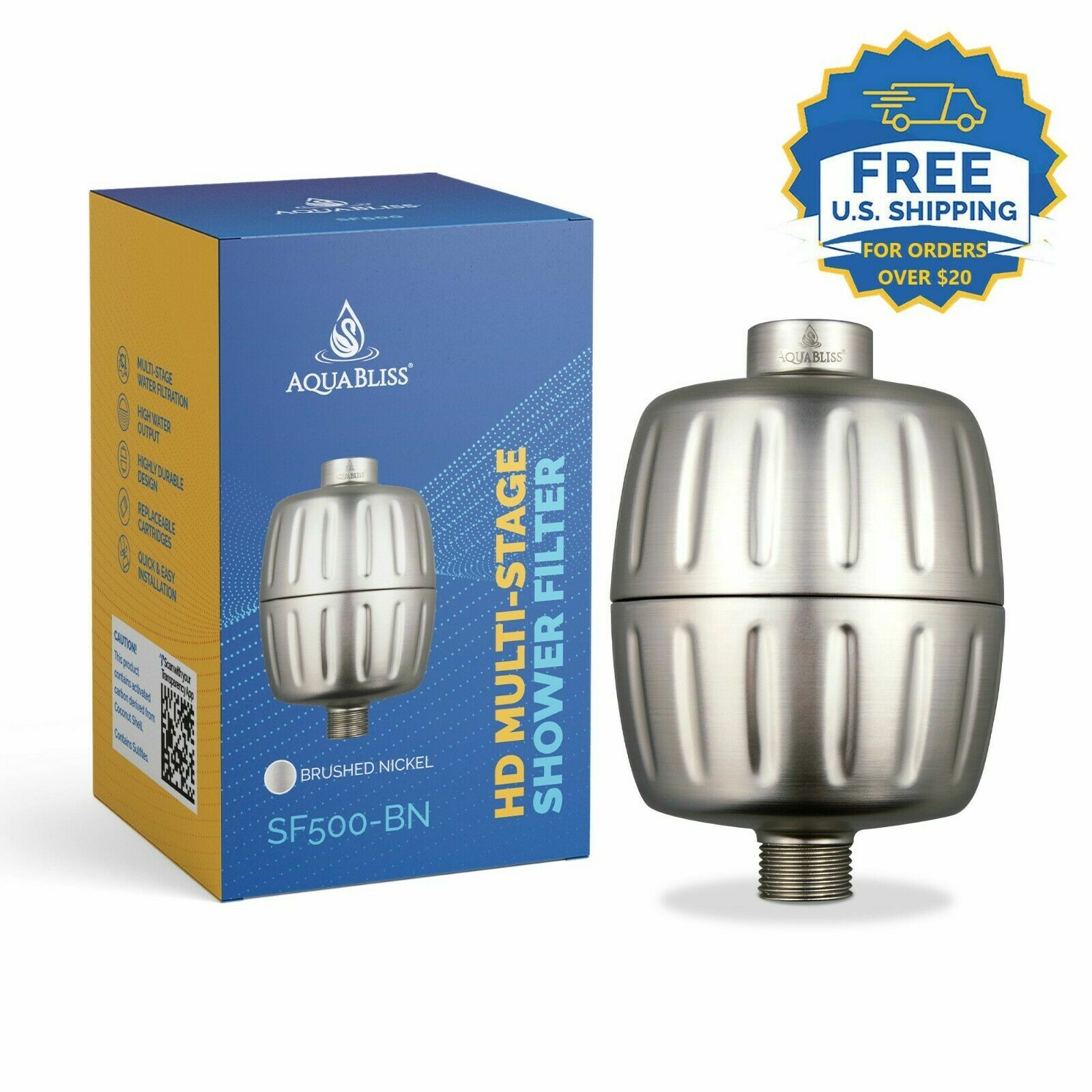 AquaBliss HD Shower Filter - #1 HEAVY DUTY Multi-Stage Shower Filter (SF500-BN)