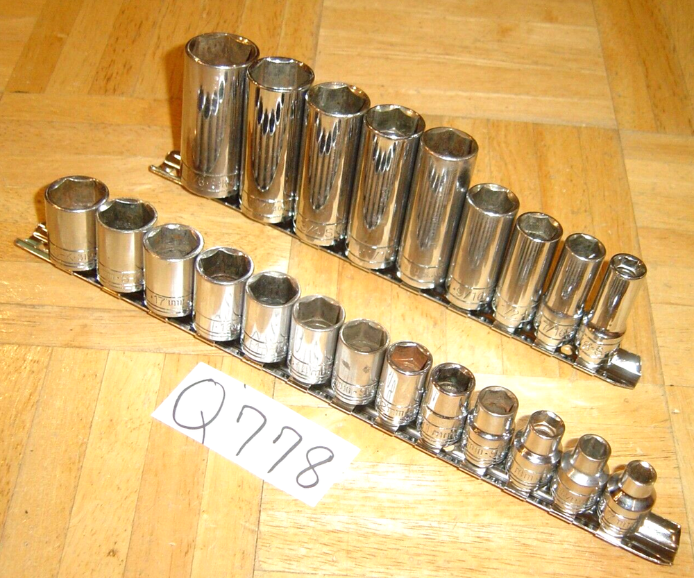 S-K TOOLS 22 PIECE 3/8 DRIVE DEEP SAE. & SHORT METRIC SOCKET SETS