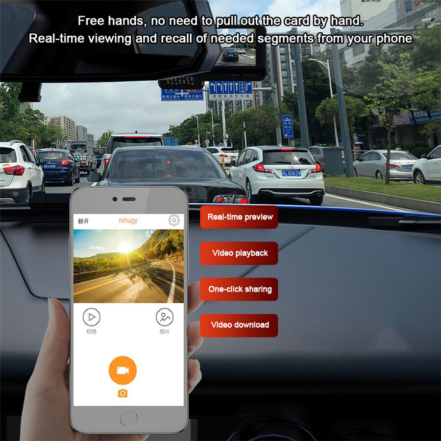 Car DVR Camera Hidden Dash Cam Video Recorder Recording G-sensor ADAS Android