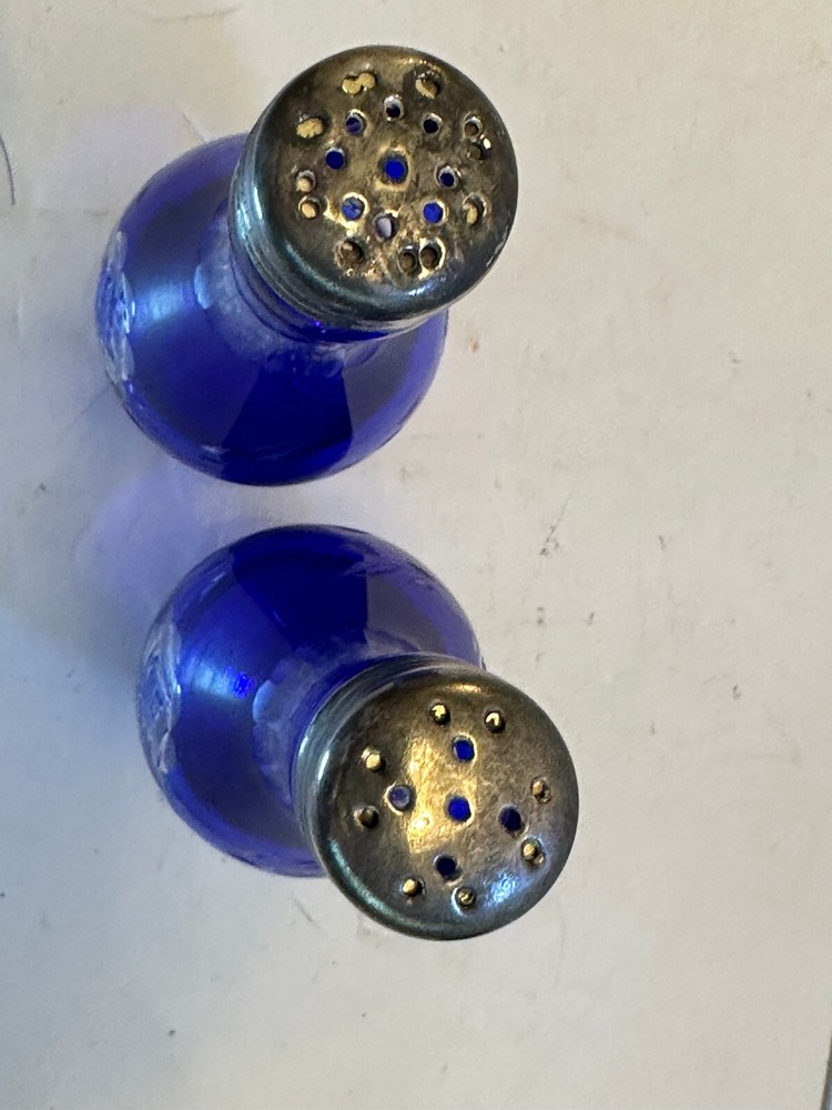 COBALT CUT TO CLEAR CONDIMENT, CASTER SET