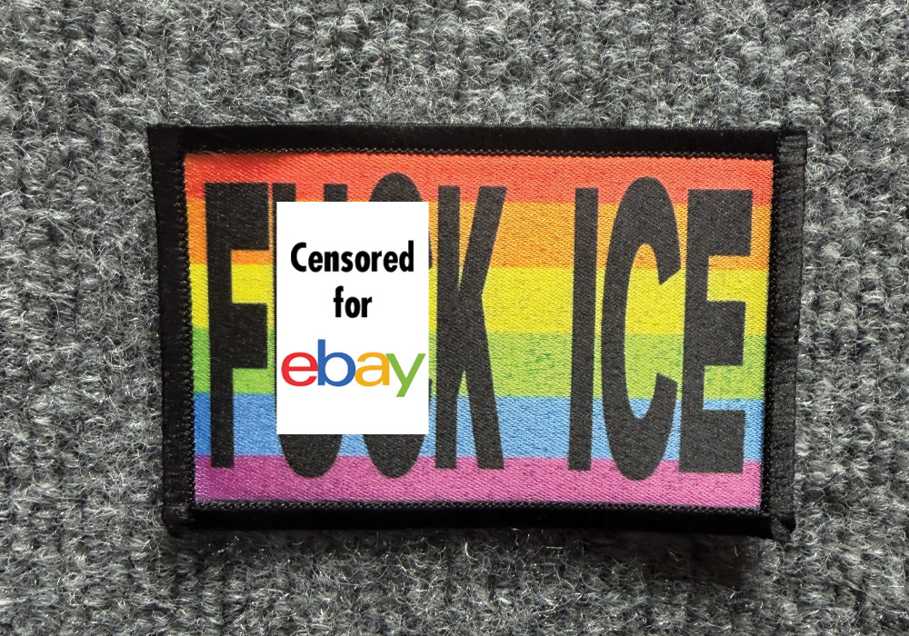 Anti-ICE Morale Patch Hook & Loop "F**k Ice" Block Letters - Black on Rainbow