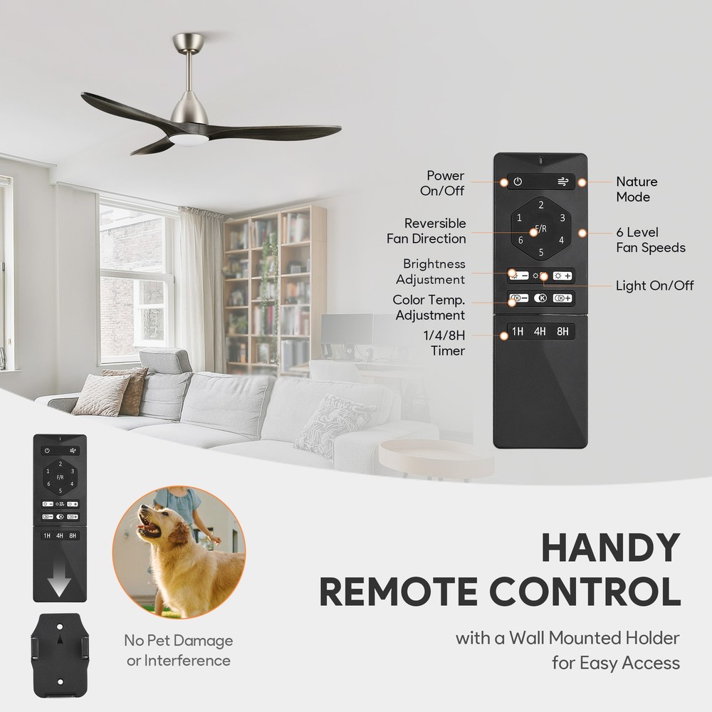 52" Smart Ceiling Fan with LED Lights Remote App Voice Control - Used
