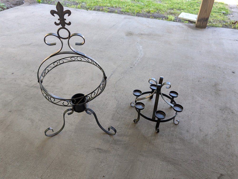 Wright Iron Candle And Glass Ball Holder