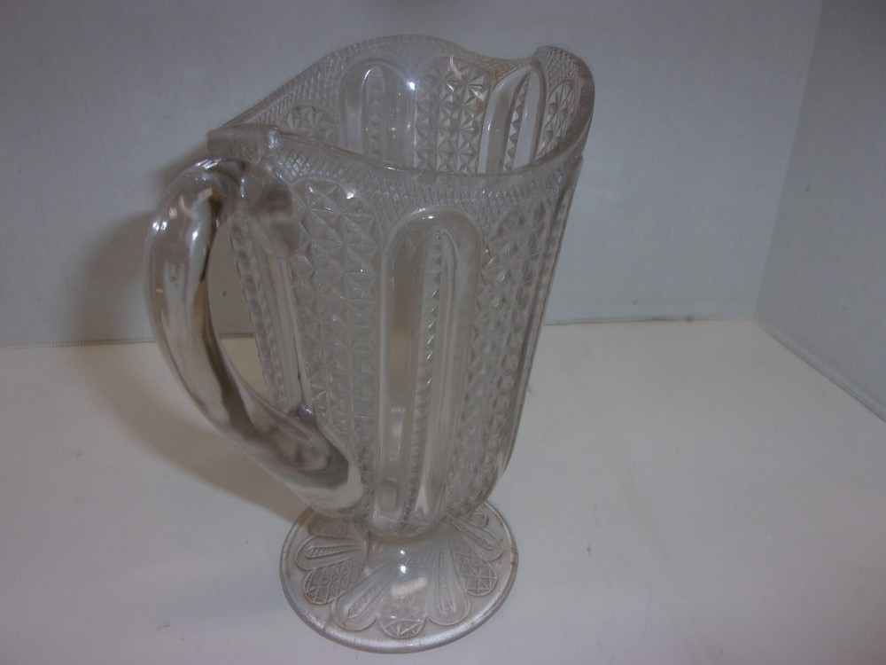 Vintage McKee Brothers Doric Pitcher EAPG Feather Pattern No Chips Or Cracks
