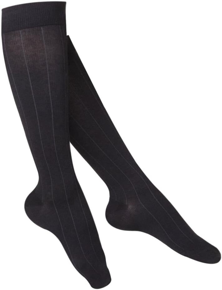 TOUCH Combed Cotton Ribbed Knee High Compression Socks 15-20mmHg (Black) Small