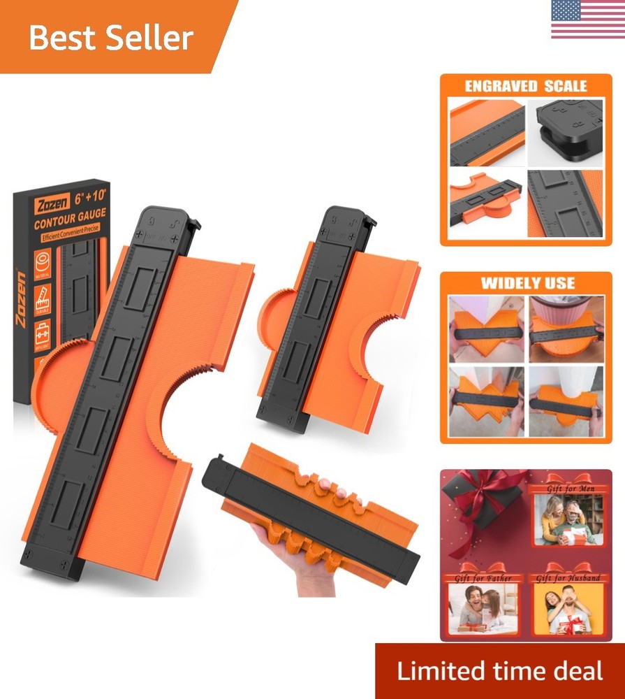 Contour Gauge Duplicator Tool Set - 10'' & 6'' for Accurate Shape Measurement