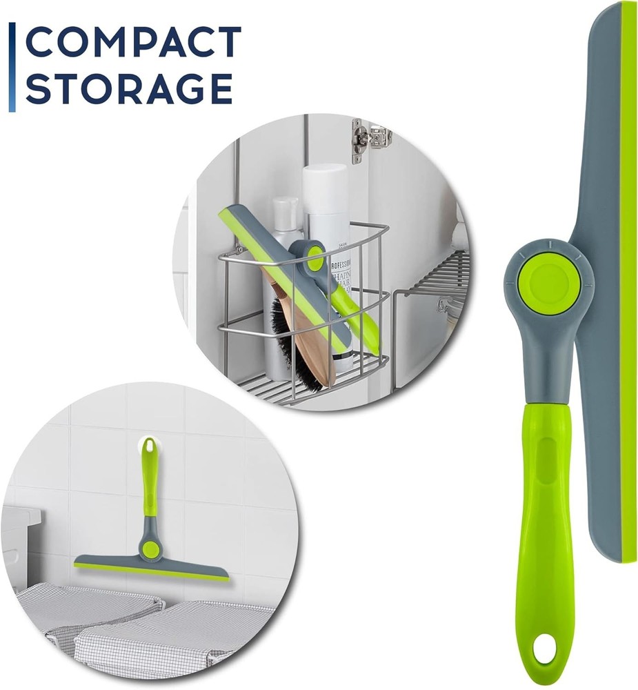 Versatile Handheld Squeegee for Windows, Shower Doors & Mirrors - Green/Grey