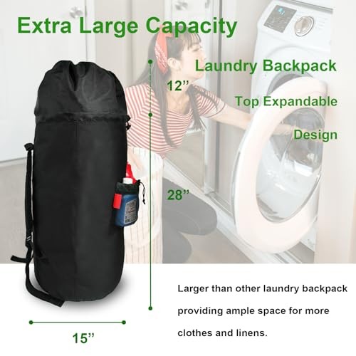 Extra Large Laundry Backpack with Padded Shoulder Straps,Heavy Duty 115L Big