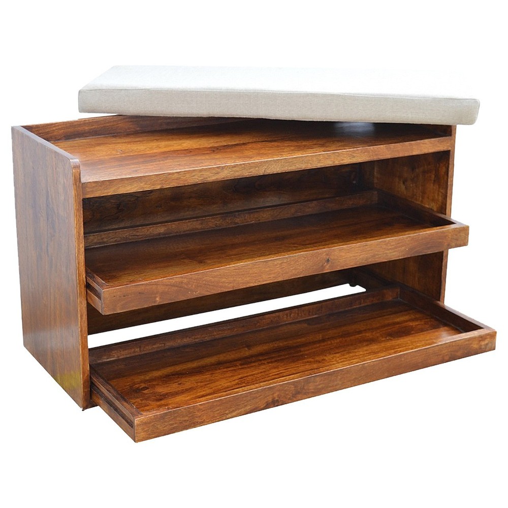 Solid Wood Bench with Storage