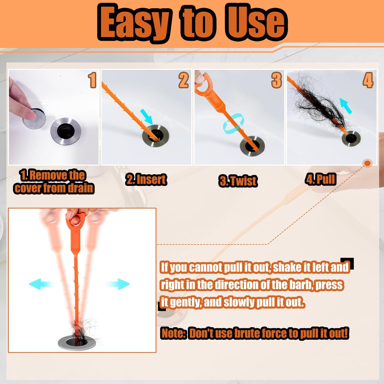 Drain Hair Catcher 20 Inch Drain Snake Shower Drain Hair Trap Clog Remover Lot