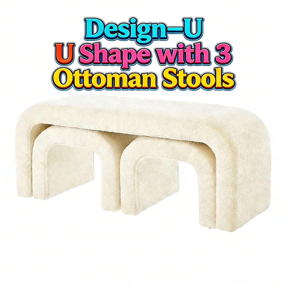Three U-shaped benches Soft cushions Armless Multi-purpose