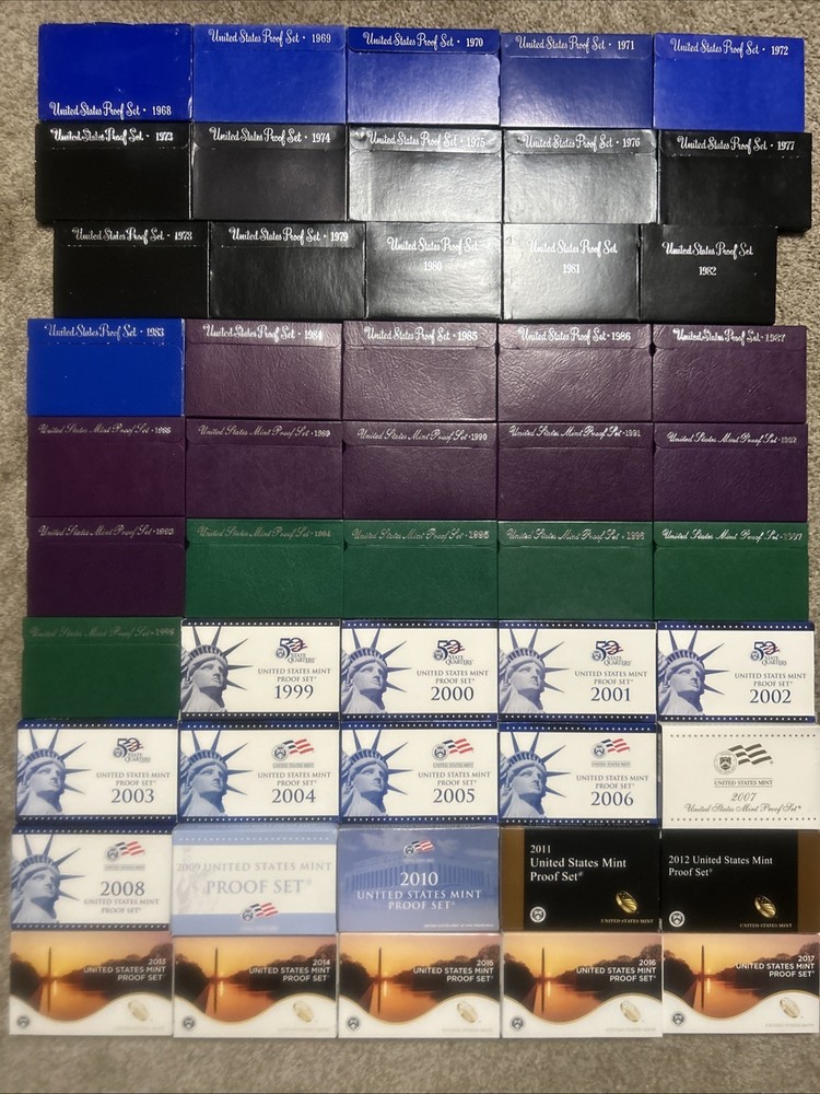 1968 to 2017 COMPLETE RUN US MINT PROOF SETS  50 ORIGINAL SETS