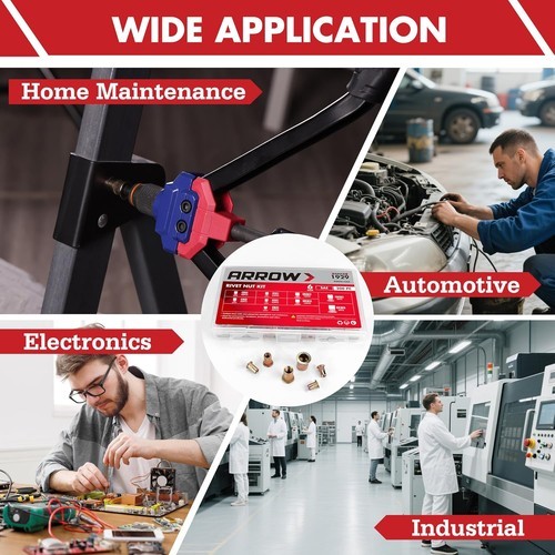 Arrow 200PC Rivet Nut Kit SAE Rivnut Assortment FlatHead Threaded Insert Nutsert