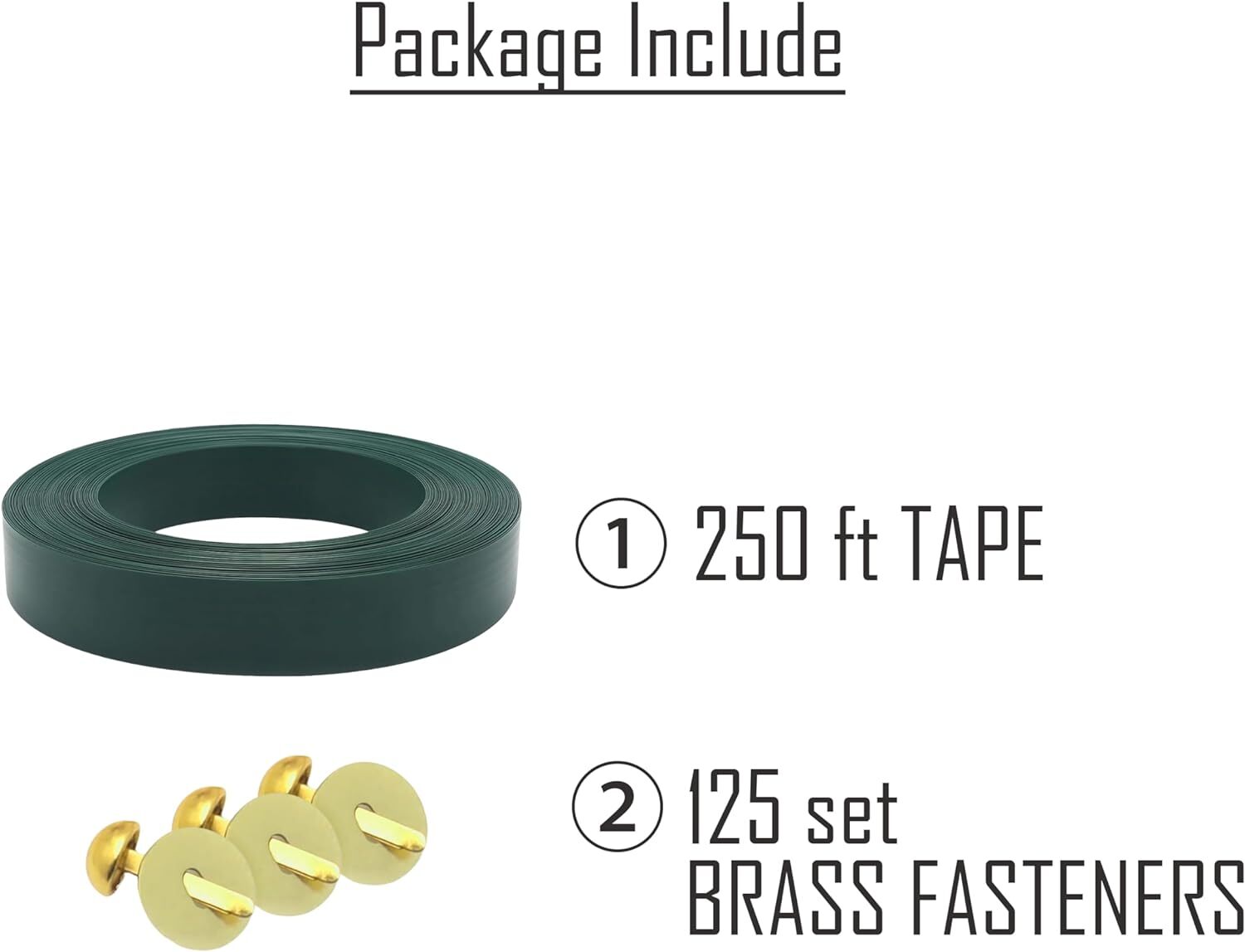 Chain Link Fence Privacy Slats Tape w/ Brass Fasteners, Green, 1.8 in x 250 ft