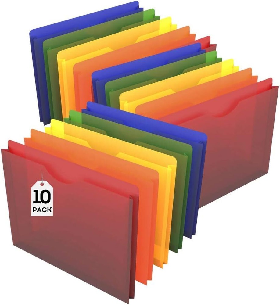 1InTheOffice File Folders Expandable Plastic, Pockets, Moisture...