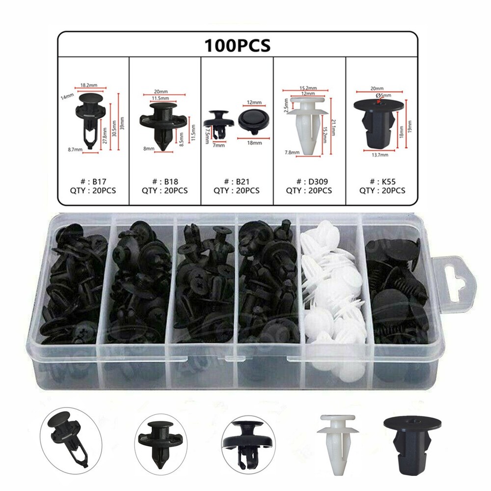 100 PCS Fasteners Trim Panel Clips Bumper Fender Push Pin Rivets For Toyota