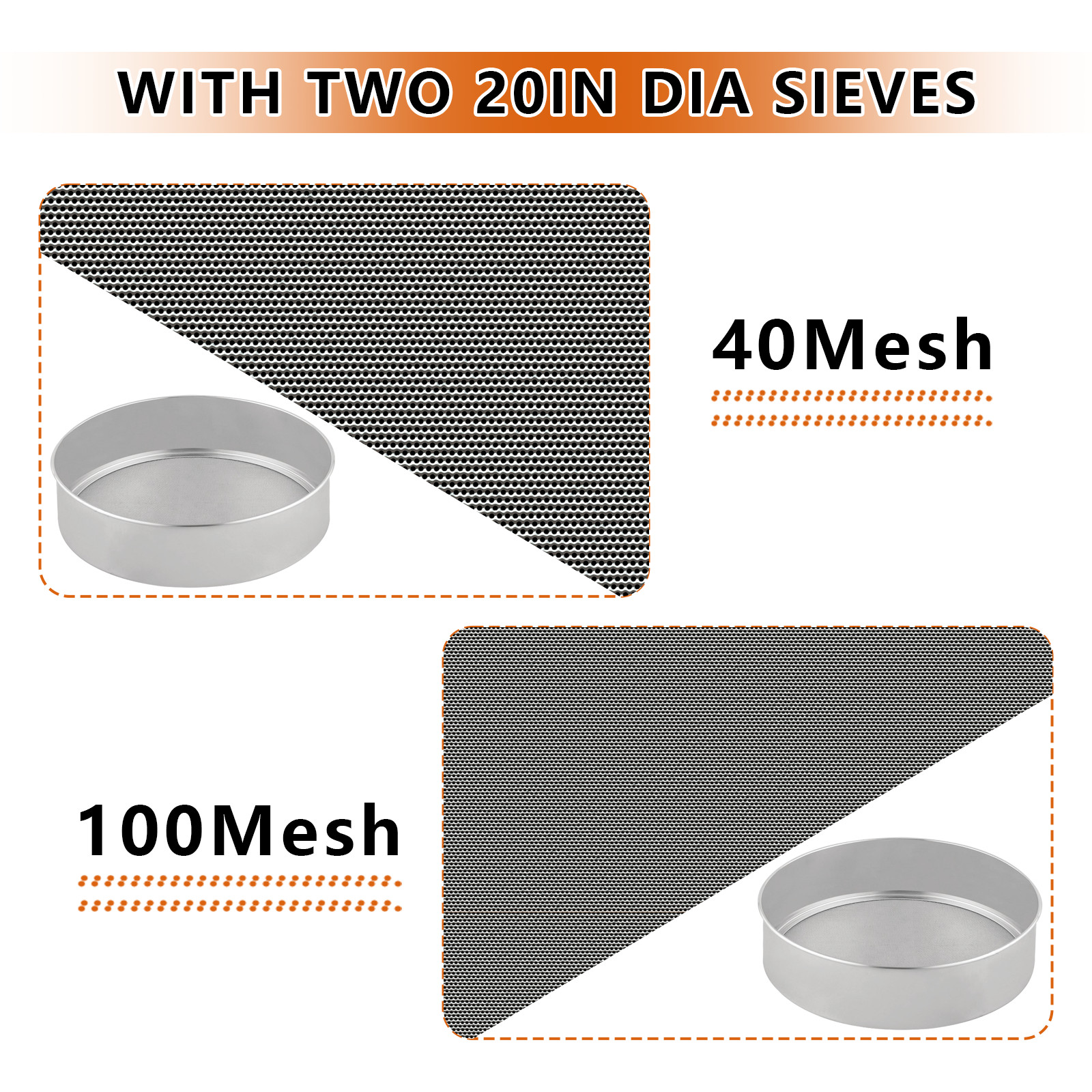 Automatic Powder Sifter Machine Flour Sifter with 19.6" 40&100Mesh Sieve Screen