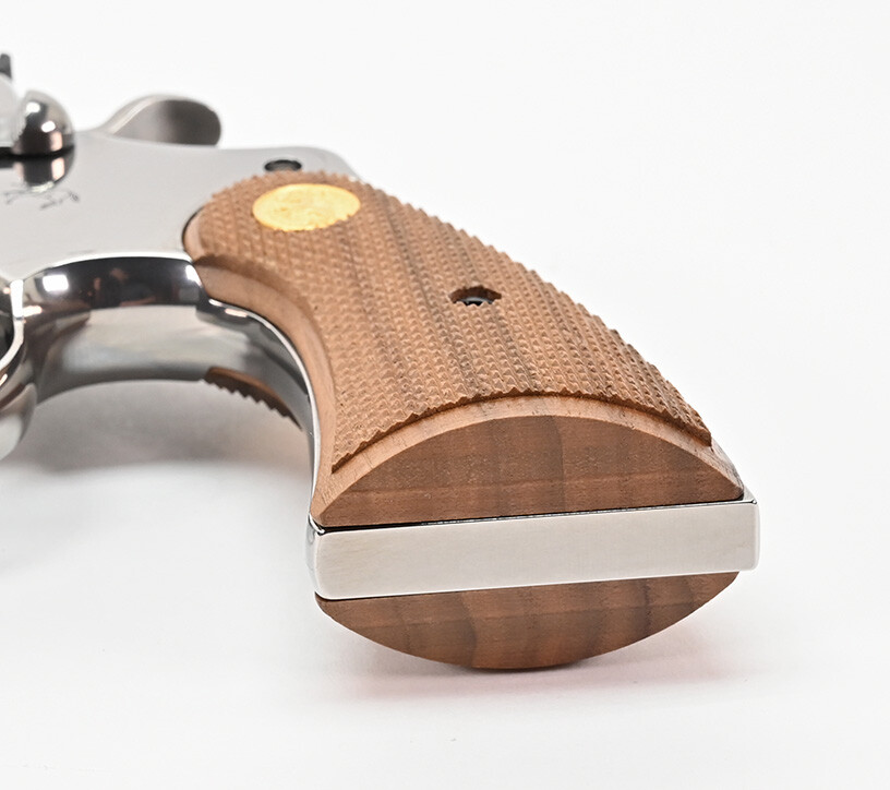 New Colt Python I-Frame Wood Checkered Service Grip With Gold Medallions