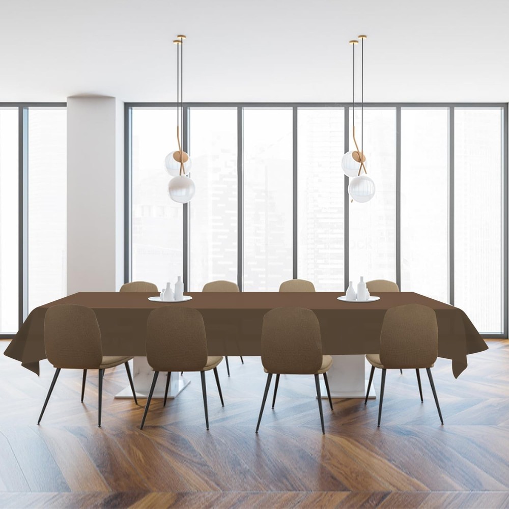 3 Pack Brown Plastic Tablecloth Disposable Rectangular Table Cloth 54 x 108 I...