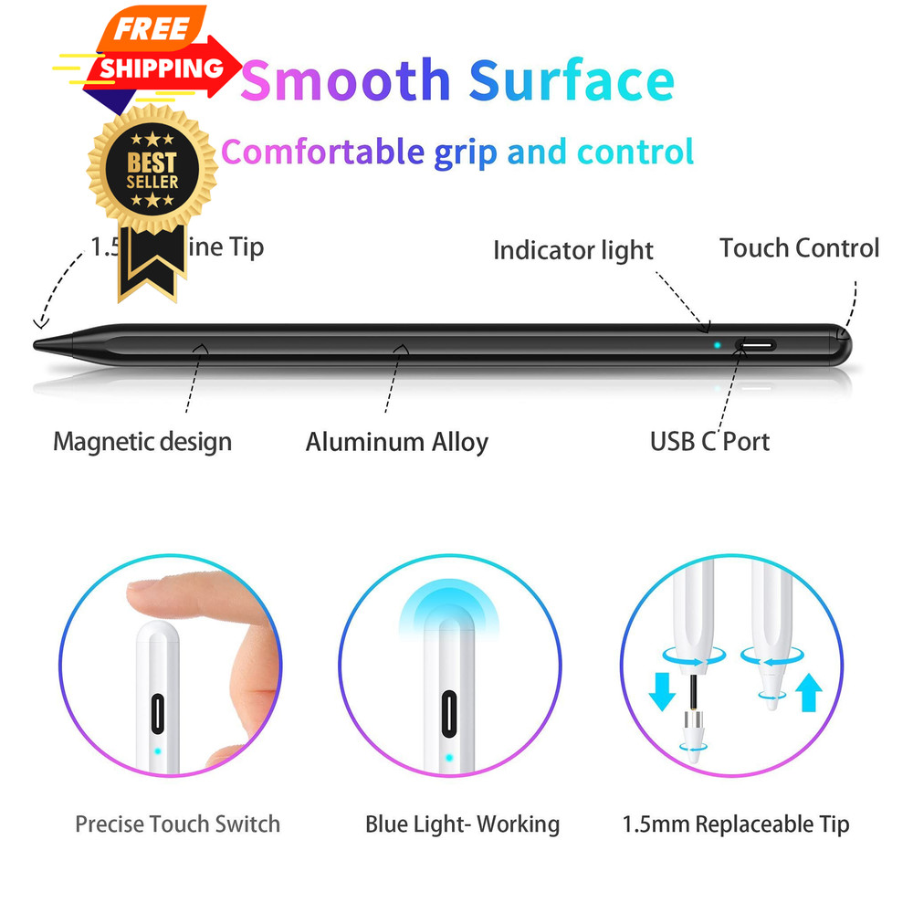 Stylus Pen for Touchscreen, Compatible with Universal, Black