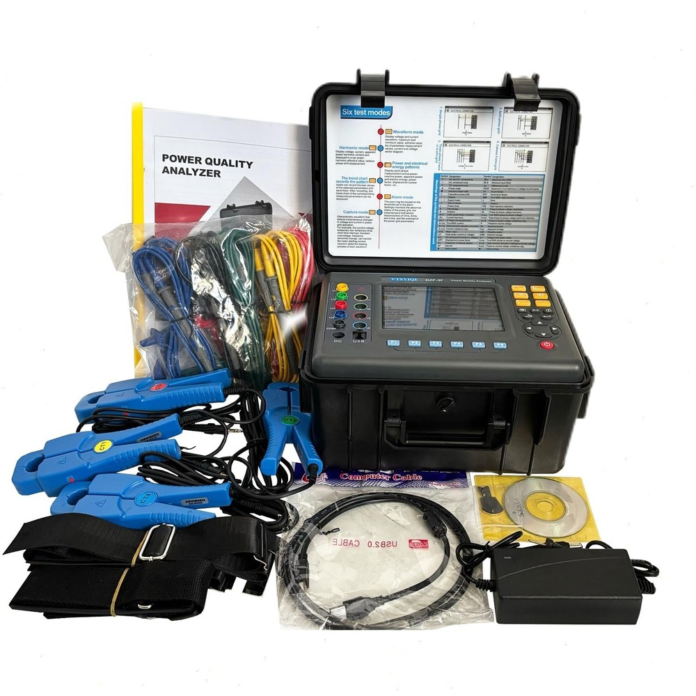 Power Quality Analyzer with Transient Records 150 Sets AC Current 0.10A~100A