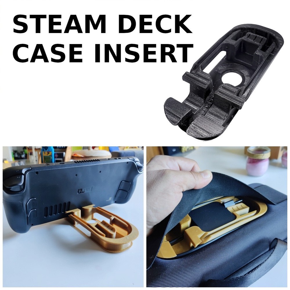 Cable Wrap, Display Stand, and SD Card Holder Case Insert for Steam Deck (BLACK)