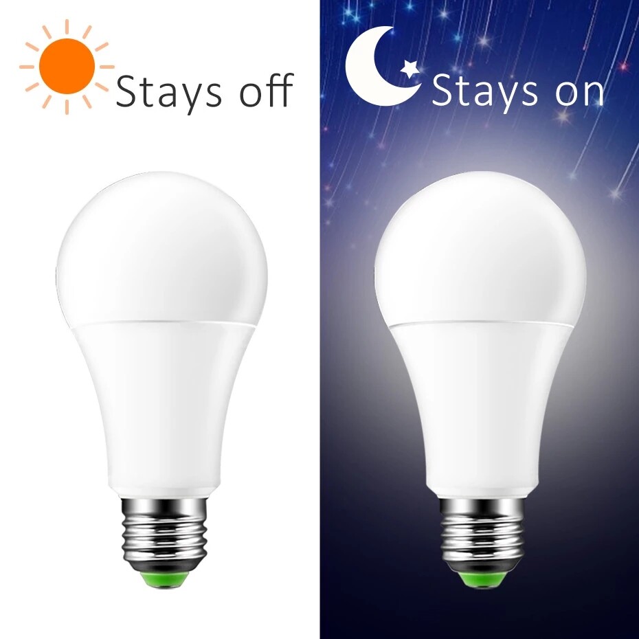Dusk to Dawn LED Sensor Light Bulb E27 9W Automatic On/Off Energy Saving Lamp