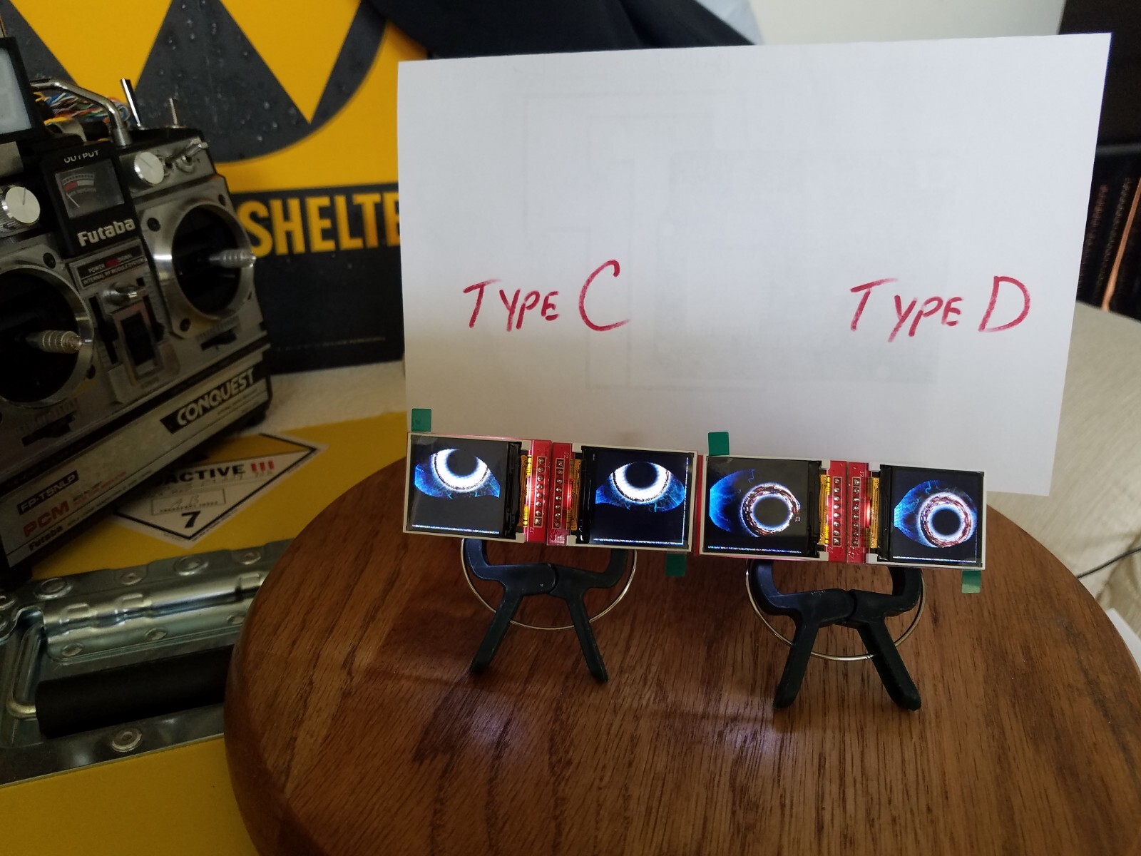 Animated eyes (1 pair) for Props ETC, based on Adafruit's Uncanny Eyes, ESP32
