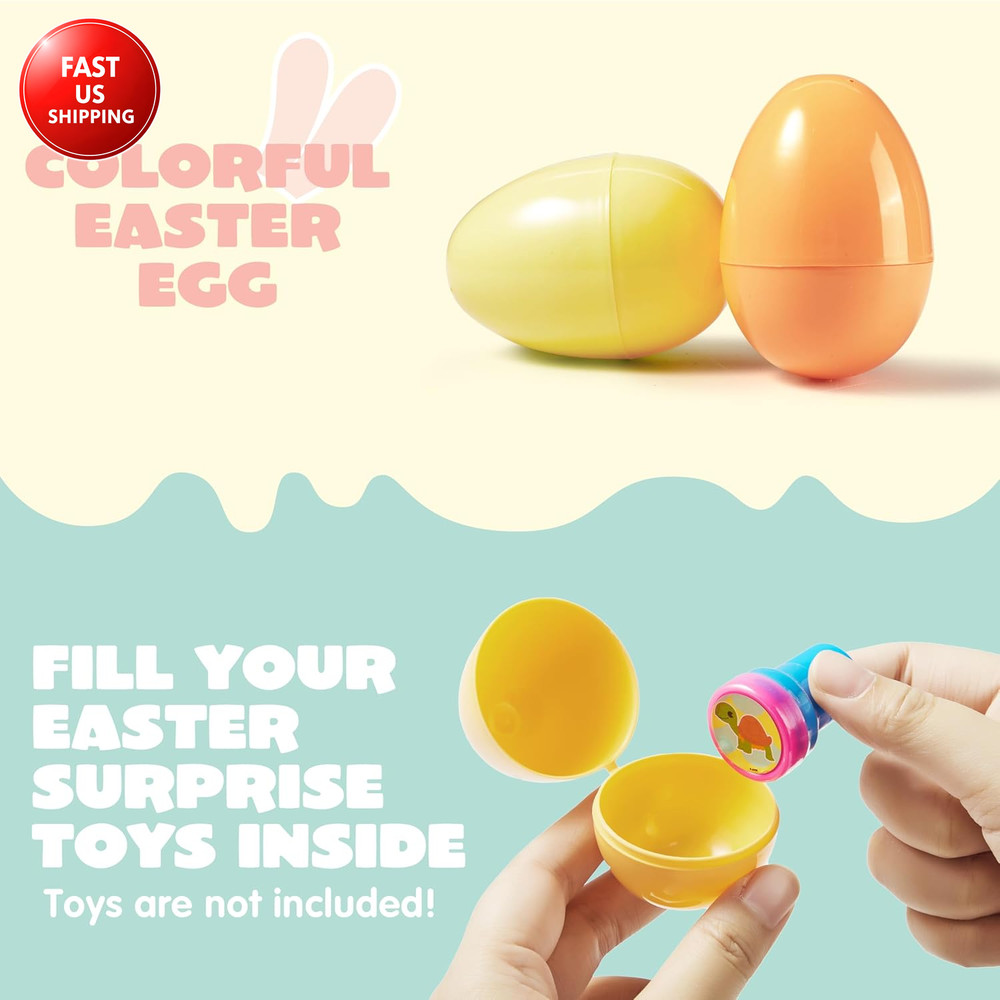 100PCS 3.15" Pastel Easter Eggs + 2 Golden Eggs, Empty Easter Eggs Fillable, Col
