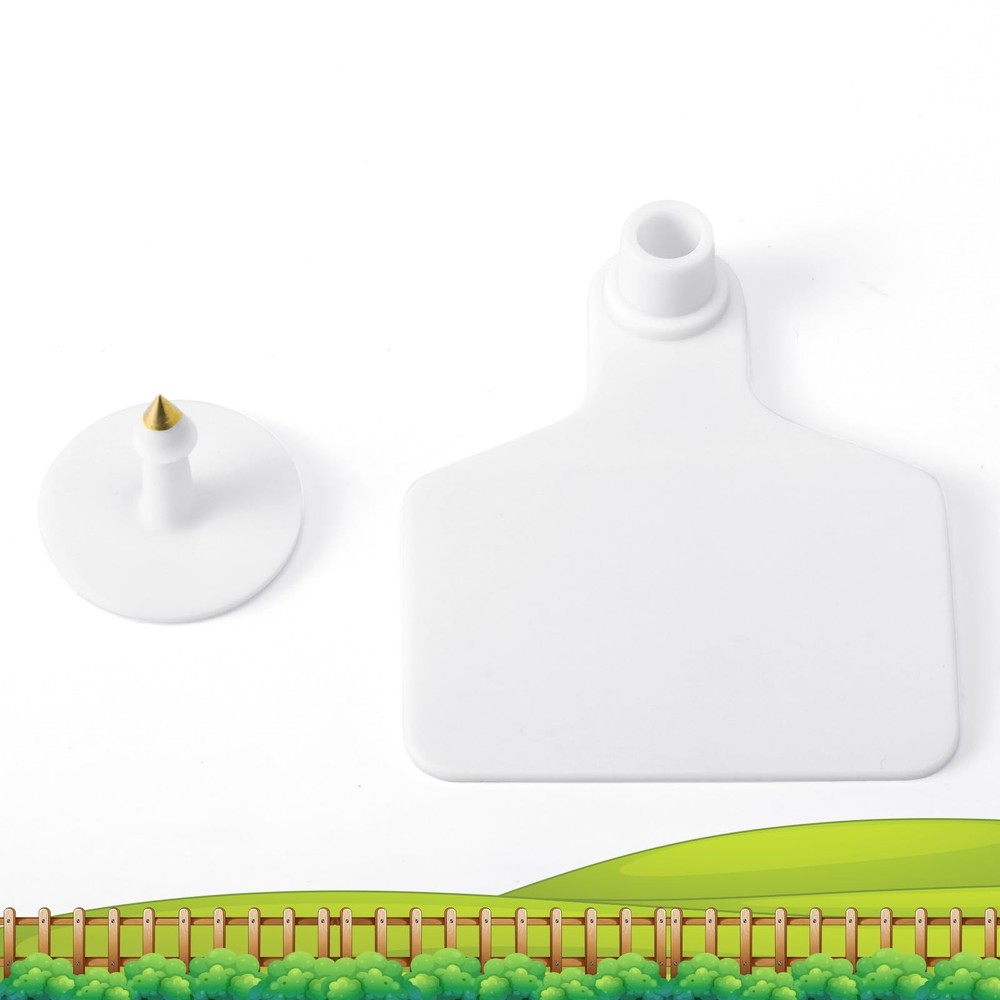 Ear Tags Large Plastic Blank Animal Identification 100 Pcs White