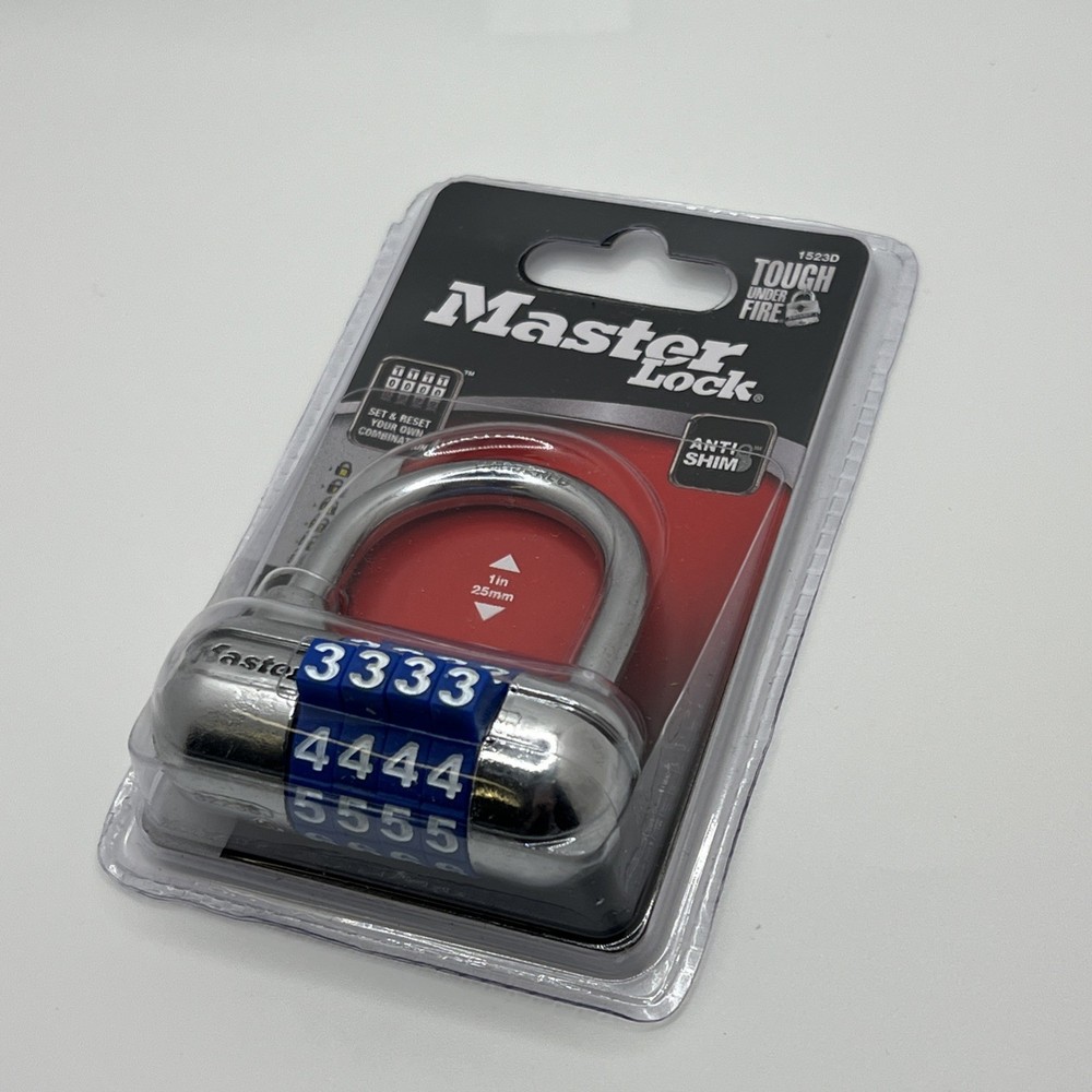 Master Lock Padlock 1523D 4-Digit Combination Number Lock - Blue