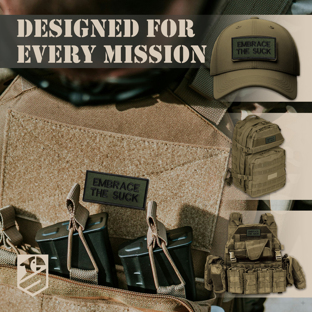 2 Pcs Embrace The Suck Patch Set, Embroidered Hook and Loop Patches