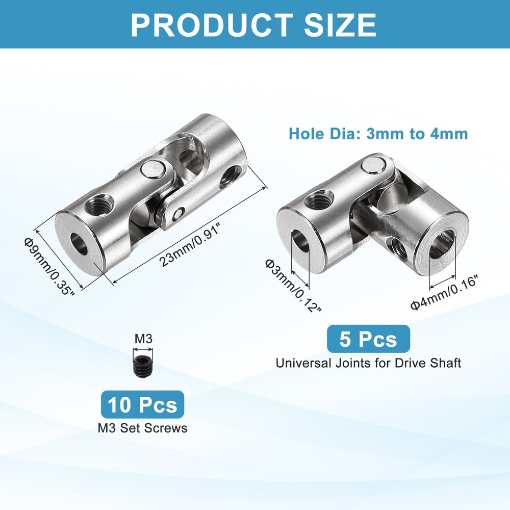 5pcs Rotatable Joint, 3mm to 4mm Inner Dia Universal Joint