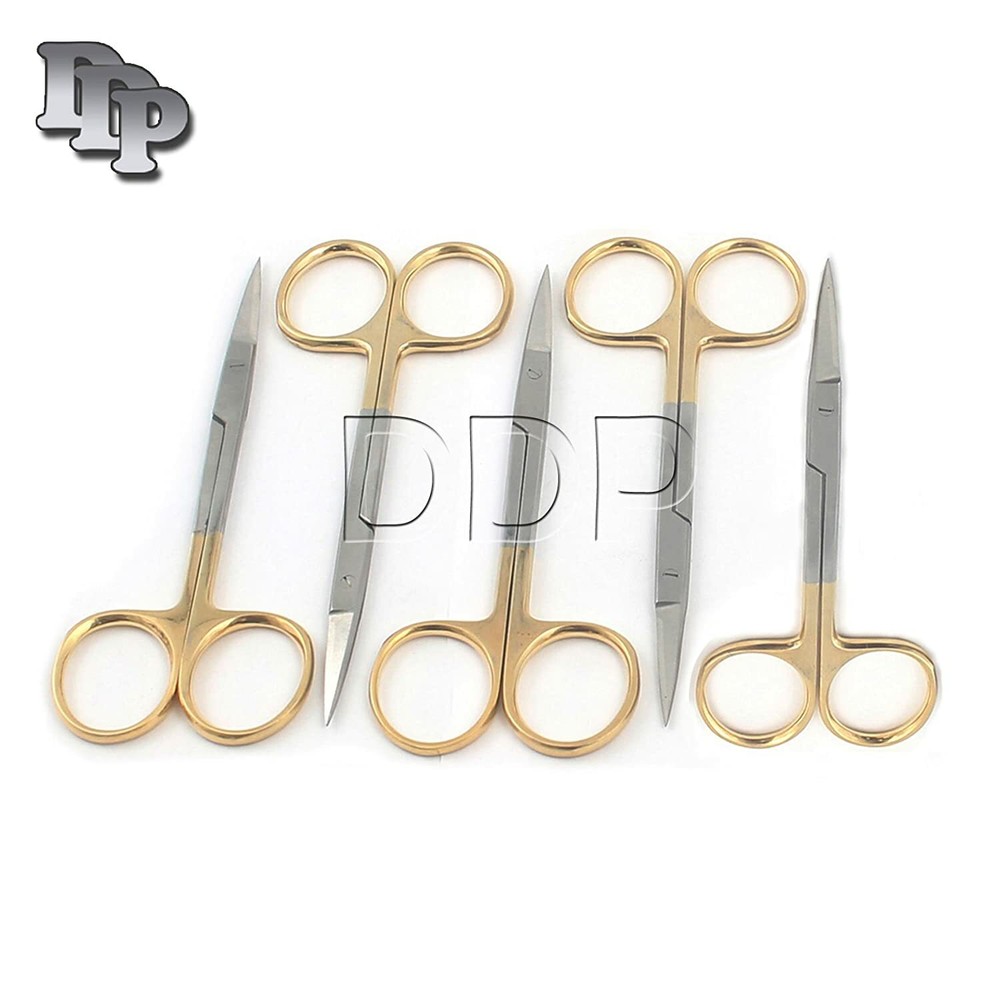 5 GERMAN TC IRIS MICRO SURGICAL SCISSORS STR TIP 4.5" W/TUNGSTEN CARBIDE INSERTS