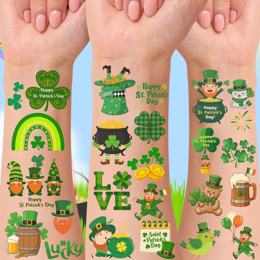 160PCS St Patricks Temporary Tattoos Stickers | Medium,