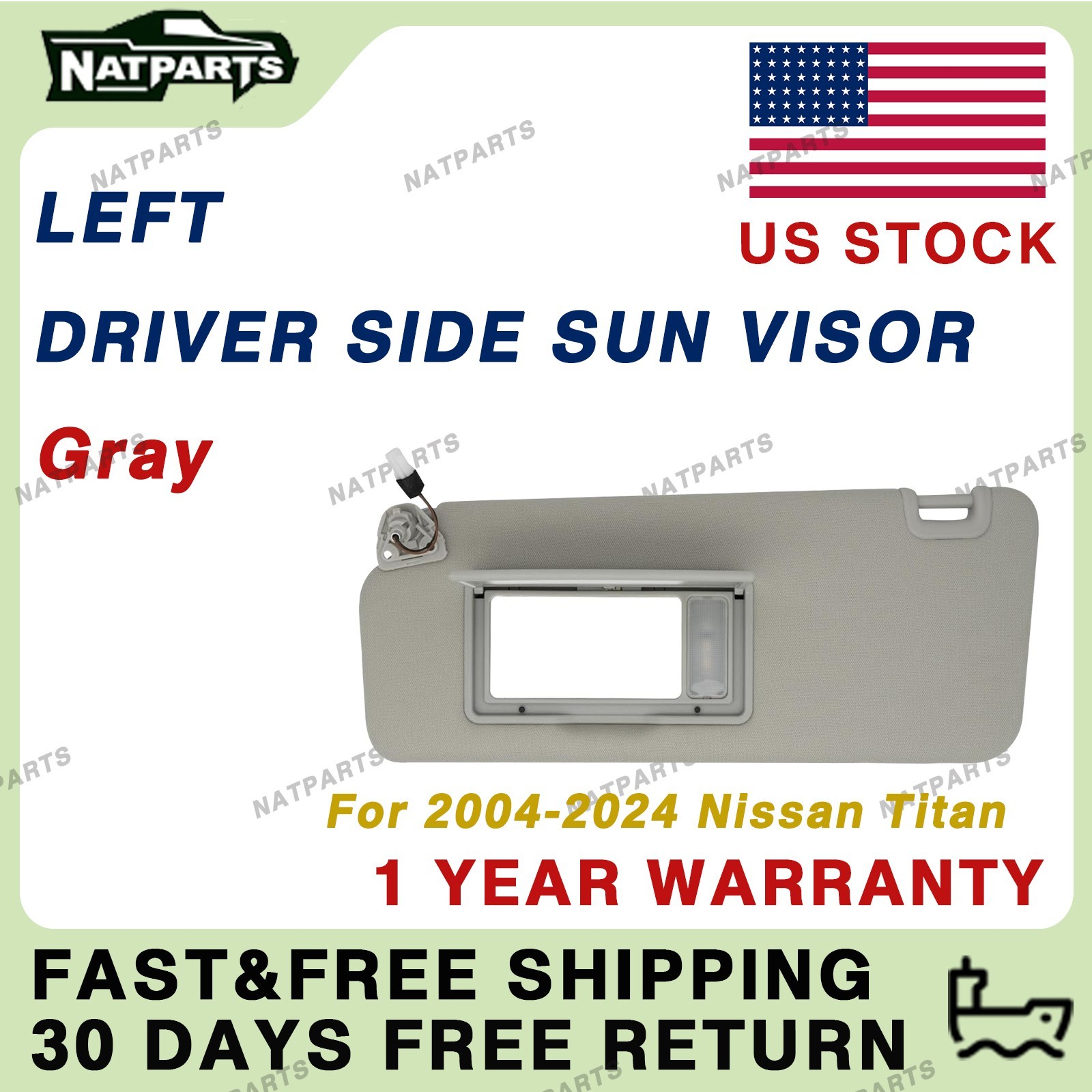 Left Driver Side Sun Visor w/ Light for Nissan Titan 2004-2024 96401-EZ70B
