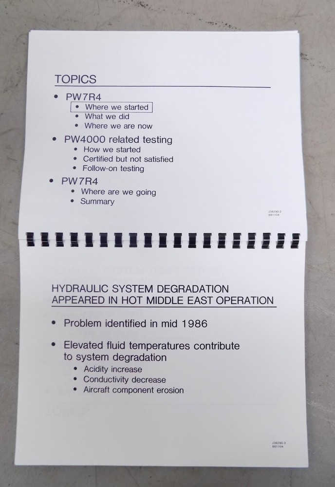 Pratt & Whitney JT9D TURBOFAN MAINTENANCE & ENGINEERING CONFERENCE NOTEBOOK
