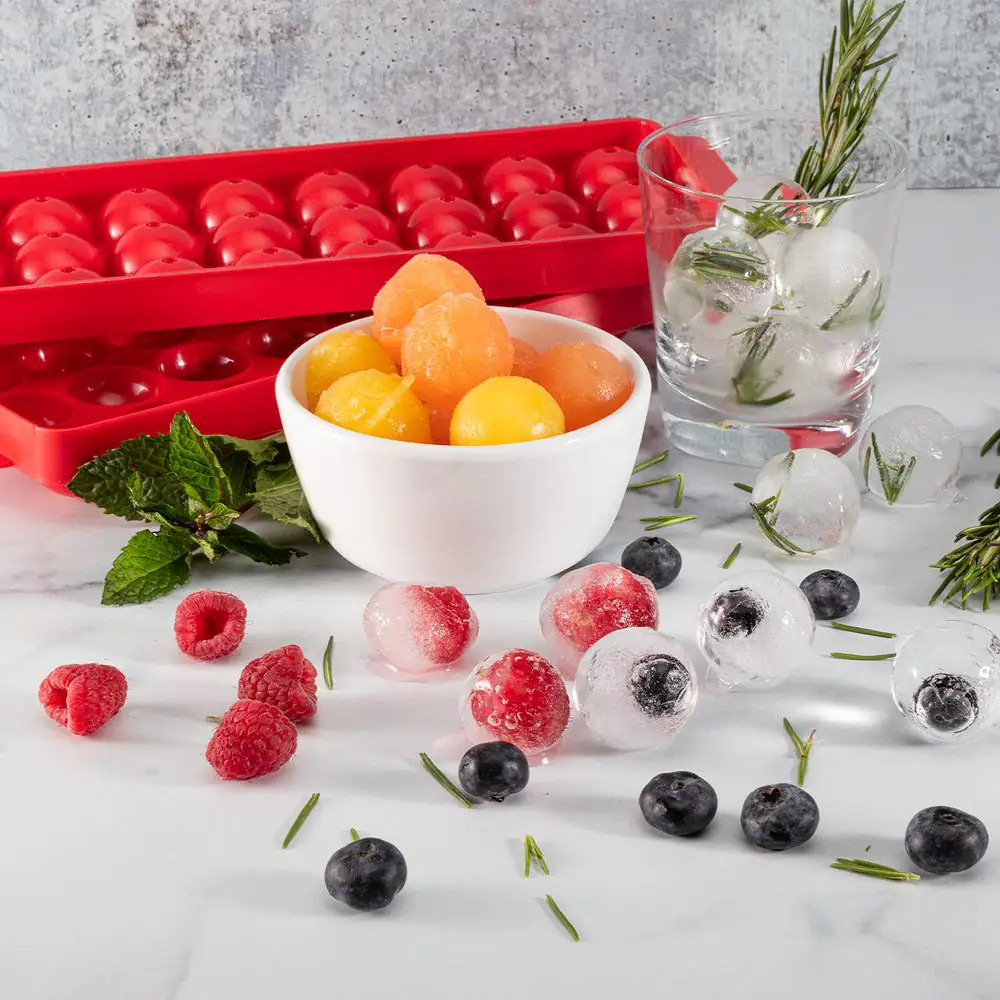 Red 1 In. Ice Sphere Ice Trays (2-Pack)