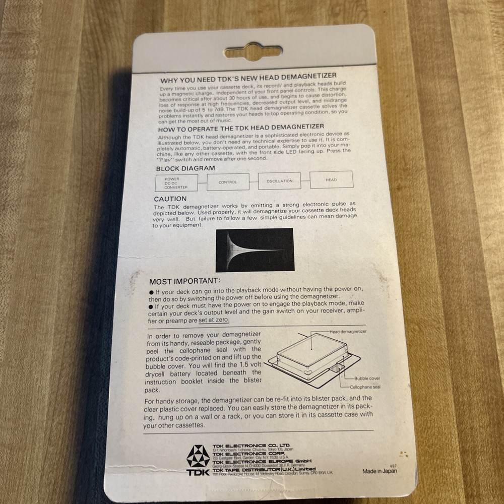 TDK HD-01 Head Demagnetizer Vintage
