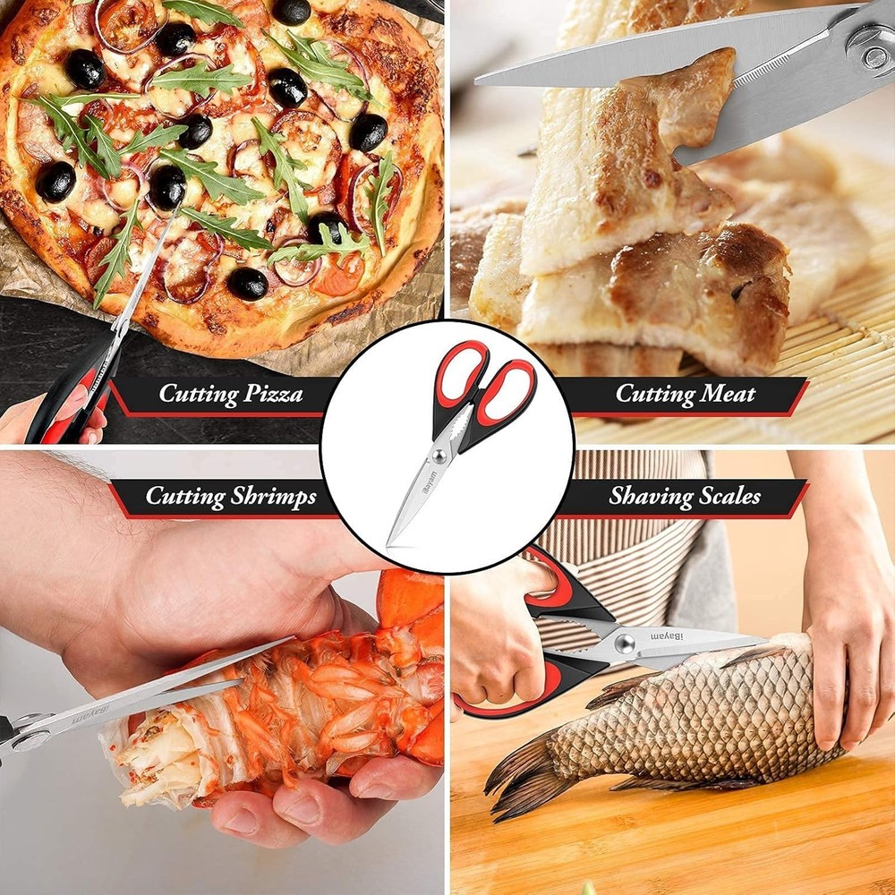 Dishwasher Safe Kitchen Shears - Ergonomically Designed Scissors for All Uses